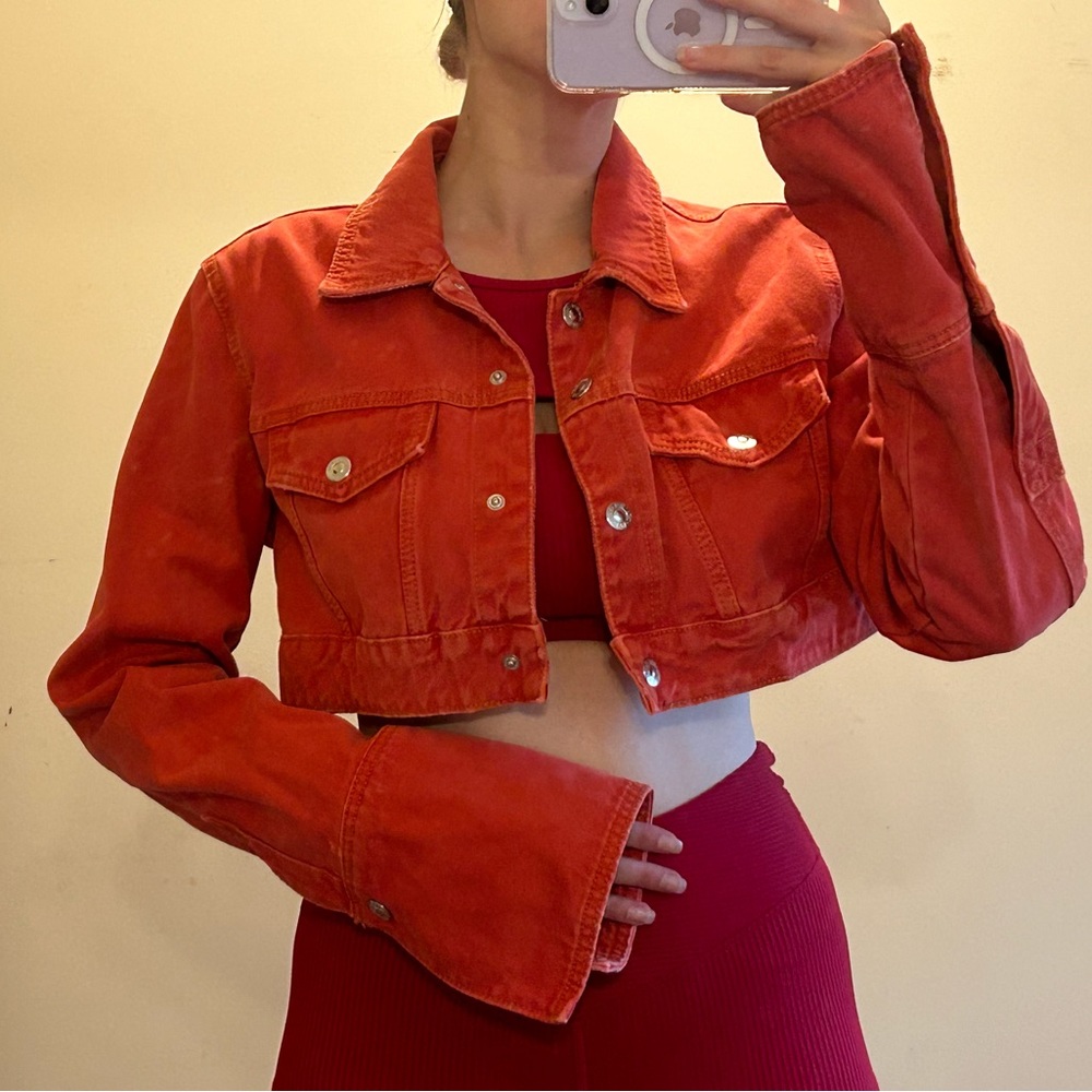 Zara Red Cropped Jacket size M